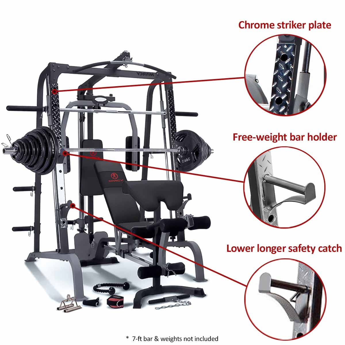 Marcy SM4000 Deluxe Smith Machine Gimnasio Completo en casa con Banco de Grado Comercial